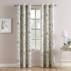 Floral Print Semi-Sheer Grommet Curtain Panel 48"W x 63"L